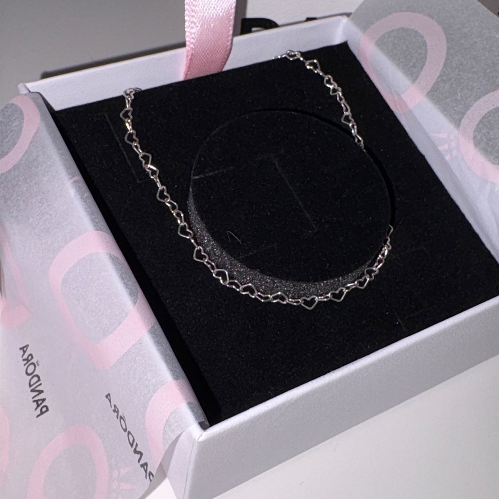 Pandora Silver Heart Link Necklace new in box - Picture 7 of 10